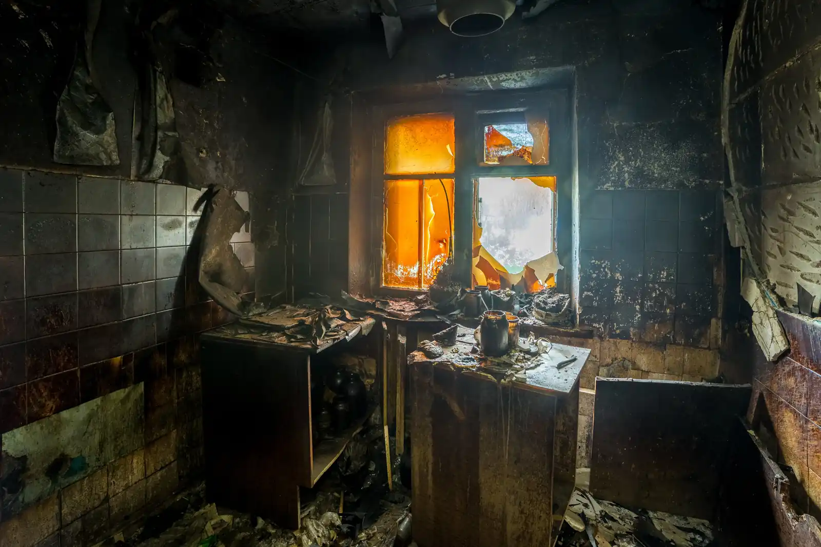 Fire damage restoration crew responding to a house fire in Gallatin, TN